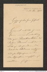 Nachlass Franz Steindachner, Brief von Franz Eilhard Schulze an Franz Steindachner (28.05.1900), Inv.Nr. 469.01, Seite 1